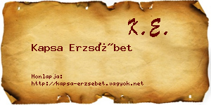 Kapsa Erzsébet névjegykártya